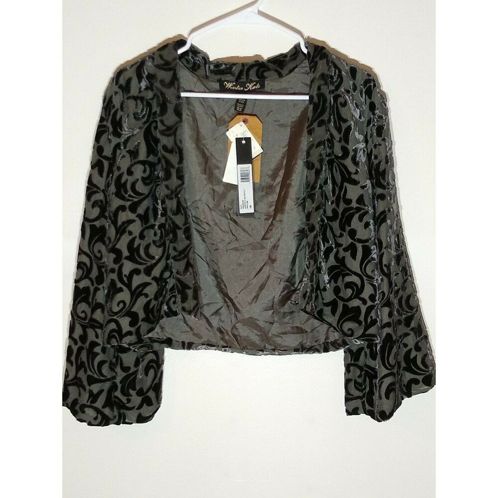 NWT Winter Kate Jade Dark Gray Sheer Cropped Jacket NRJ23VSI Size XS